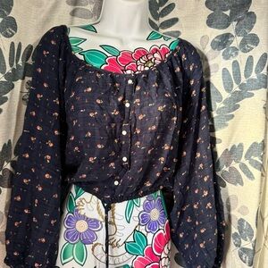 American Eagle Outfitters Navy Floral Blouse